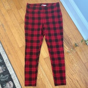 LOFT Red and Black Plaid Stretch Pants
